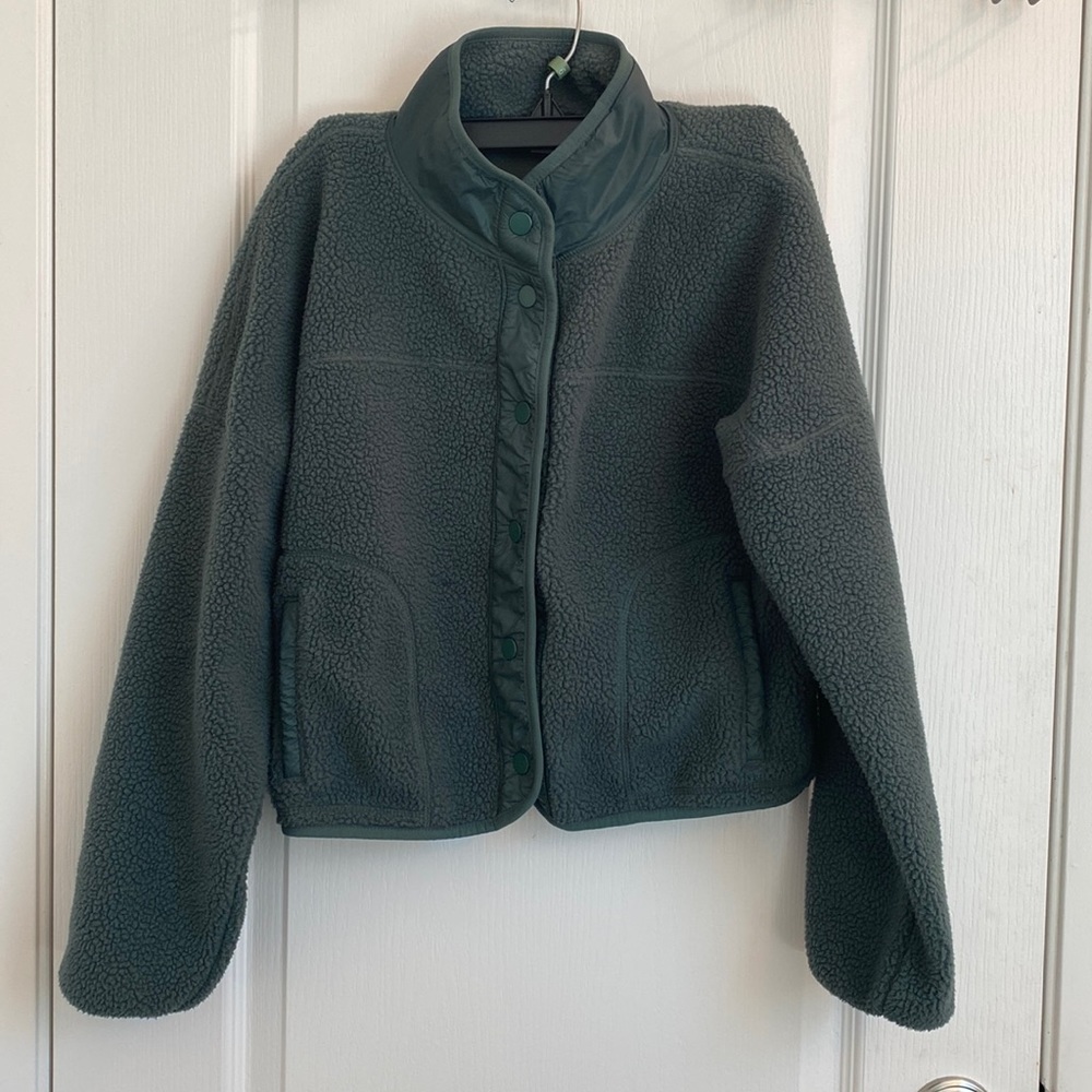 Green button up jacket